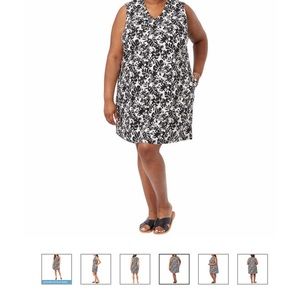 Briggs’ Ladies Ruffle Black & White V-Neck Linen Blend Dress Size Large